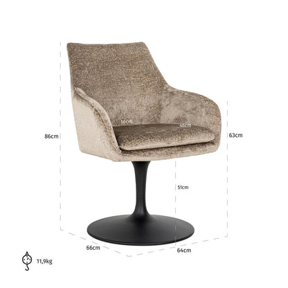 Richmond Möbel | Drehstuhl Marlon aus Chenille | Taupe