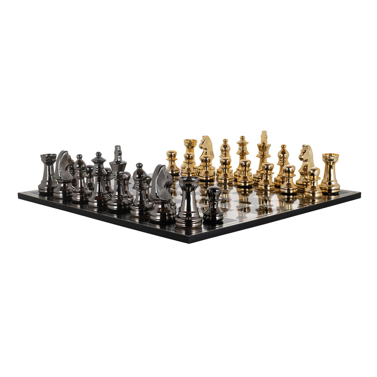 Richmond Möbel Dekoratives Spiel Saray chessboard black/gold | 211064