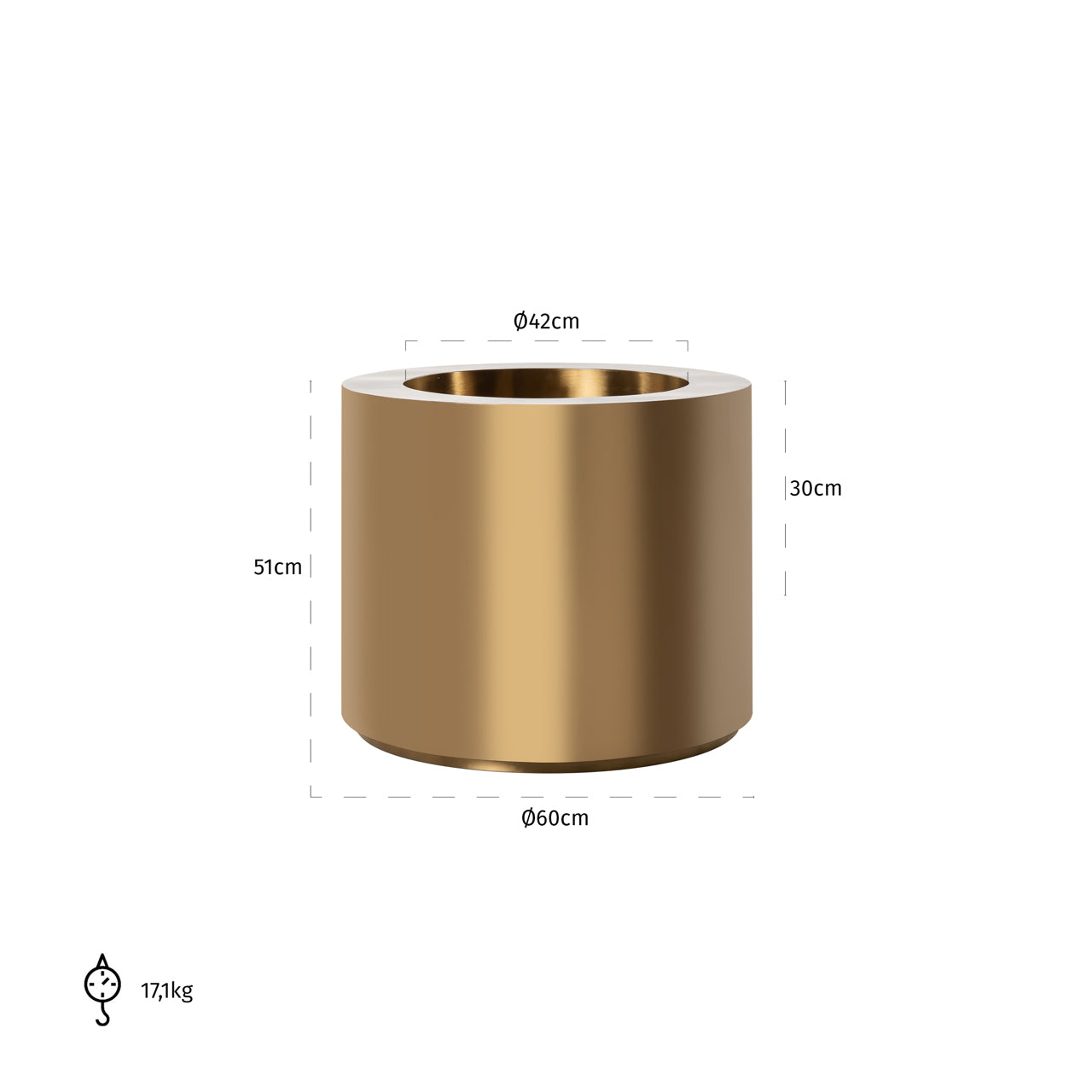 Richmond Möbel | Pflanzgefäß Donna | Brushed-gold