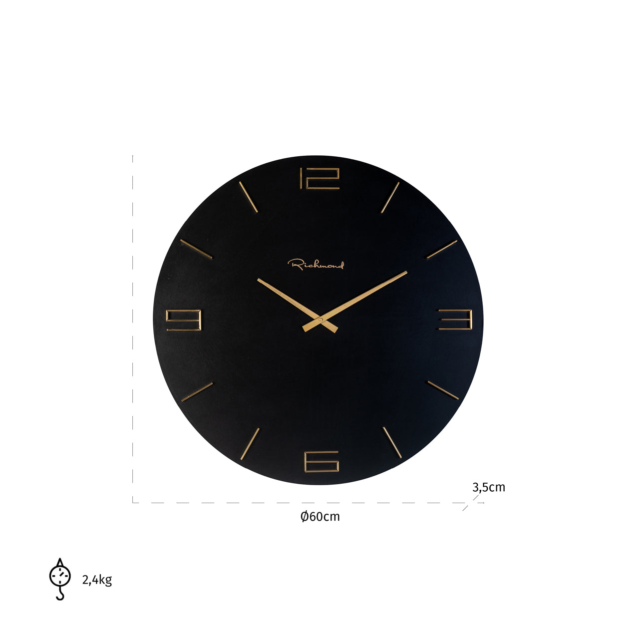 Richmond Möbel | Uhr Byram | Black-gold