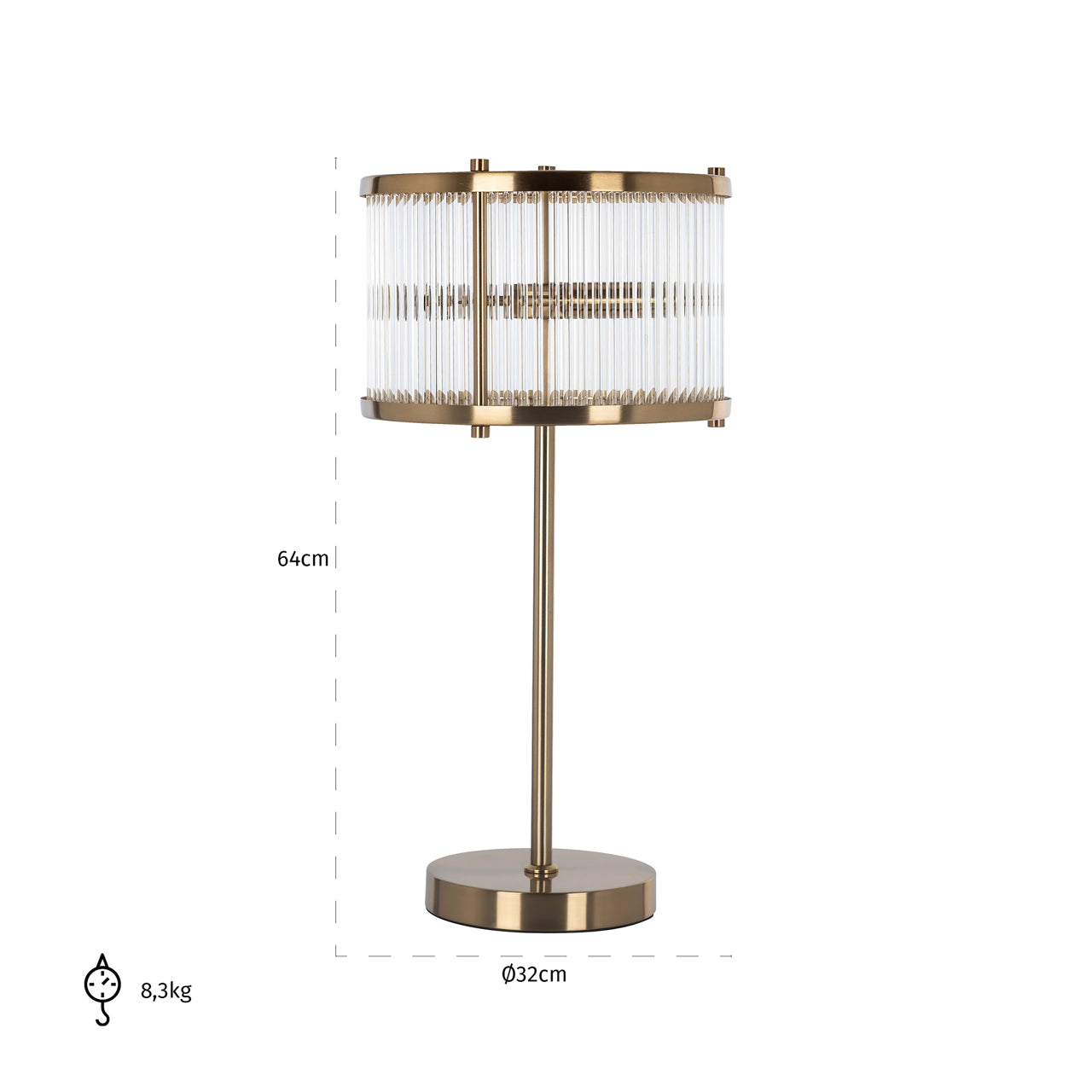 Richmond Möbel | Tischlampe Loiza | Brushed-gold