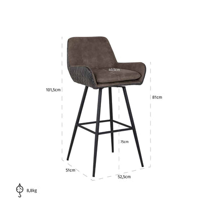 Richmond Möbel | Barhocker Linsey zum drehen | Braun