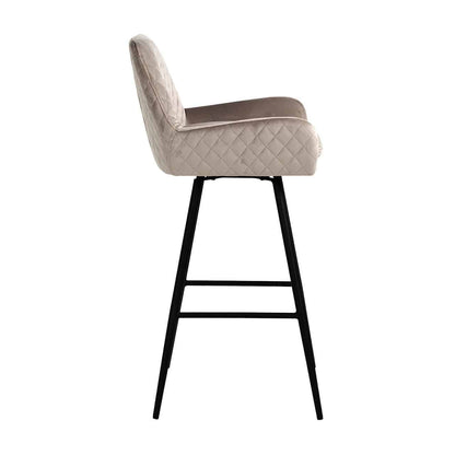 Richmond Möbel | Barhocker Linsey aus Samt zum drehen | Khaki