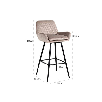 Richmond Möbel | Barhocker Linsey aus Samt zum drehen | Khaki