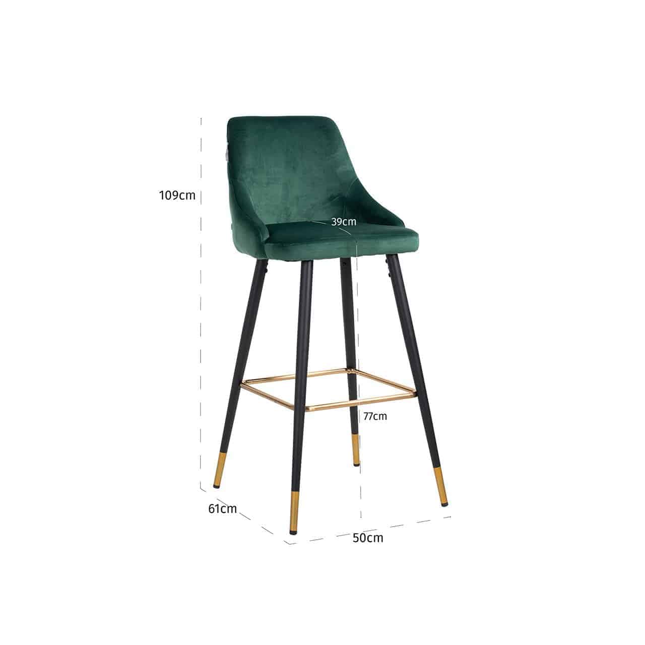 Richmond Möbel | Barhocker Imani aus Samt | Grün