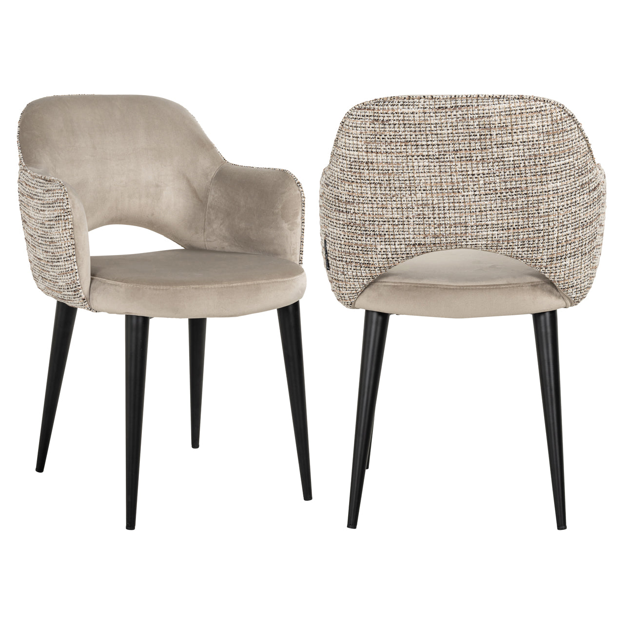 Richmond Möbel | Esszimmerstuhl Giovanna be straight dark brown / khaki velvet Feuerresistent | Trendy-nature