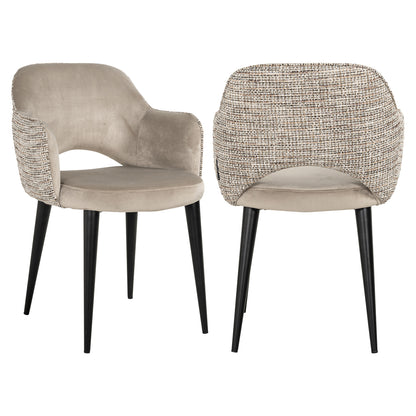 Richmond Möbel | Esszimmerstuhl Giovanna be straight dark brown / khaki velvet Feuerresistent | Trendy-nature