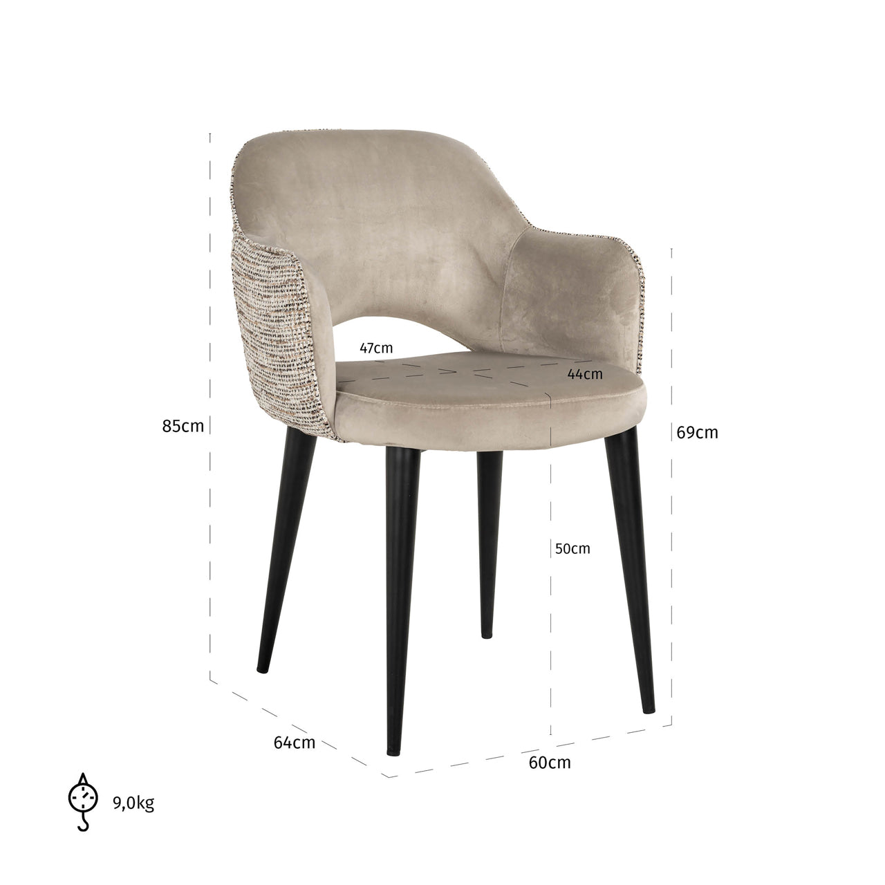 Richmond Möbel | Esszimmerstuhl Giovanna be straight dark brown / khaki velvet Feuerresistent | Trendy-nature