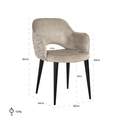 Richmond Möbel | Esszimmerstuhl Giovanna be straight dark brown / khaki velvet Feuerresistent | Trendy-nature