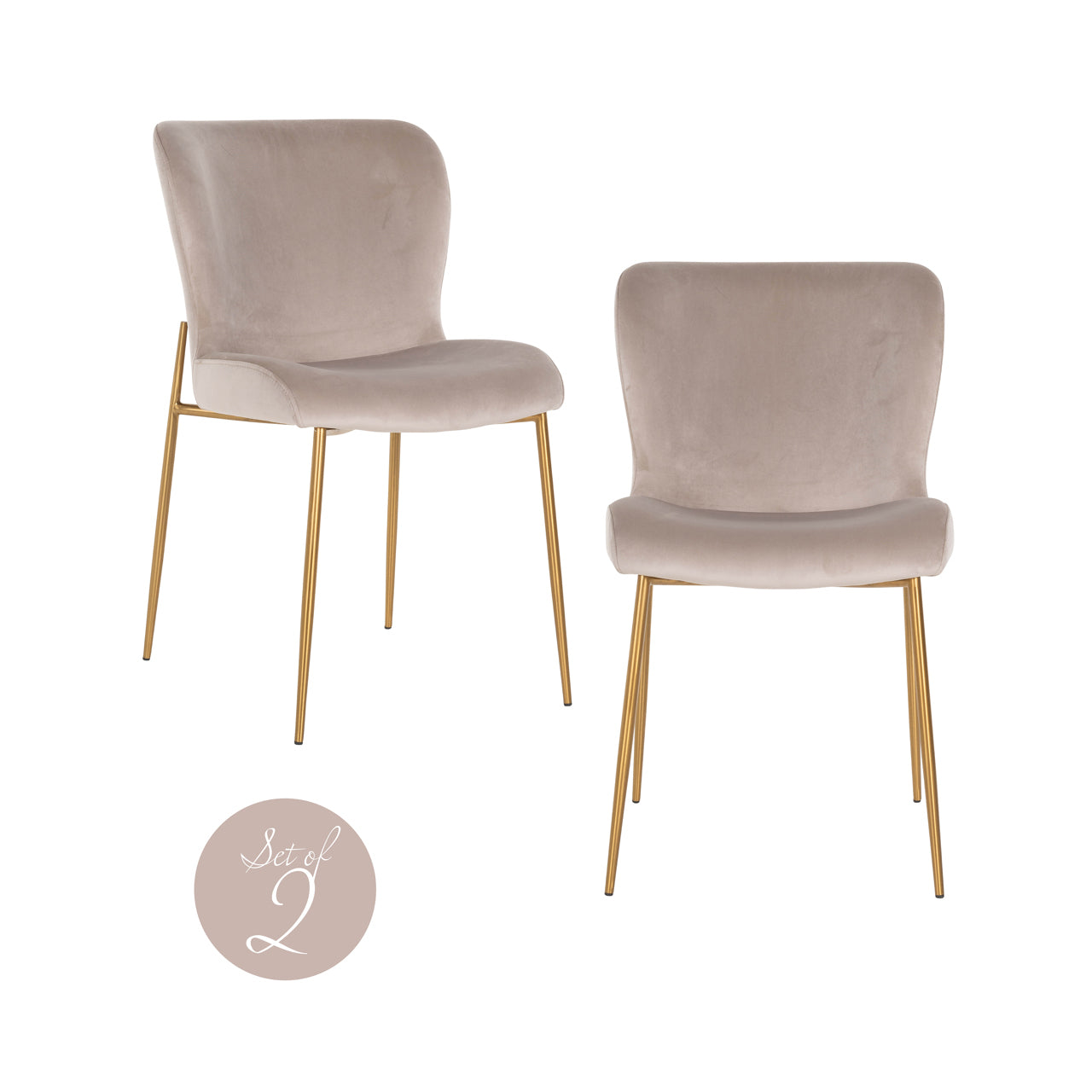 Richmond Möbel | Esszimmerstuhl Odessa Feuerresistent (Set von 2) | Khaki-velvet