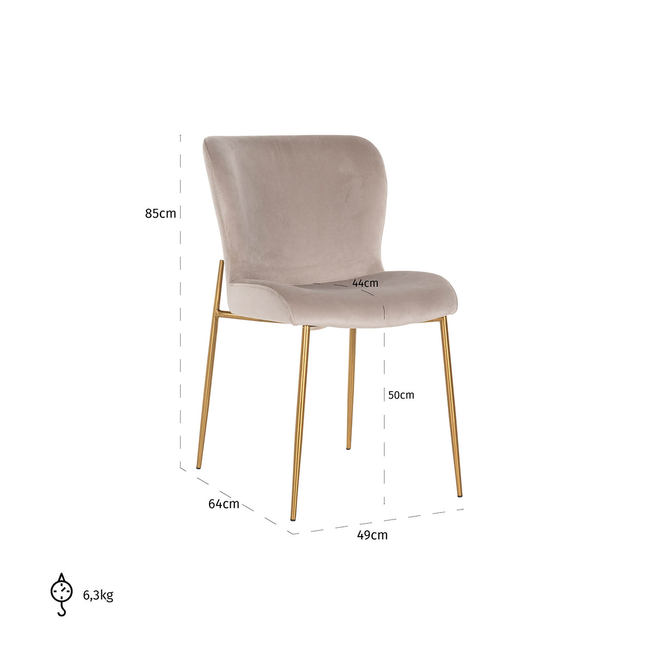 Richmond Möbel | Esszimmerstuhl Odessa Feuerresistent (Set von 2) | Khaki-velvet