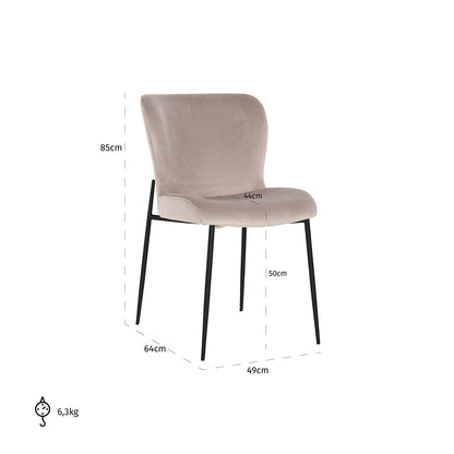 Richmond Möbel | Esszimmerstuhl Darby Feuerresistent (Set von 2) | Khaki-velvet