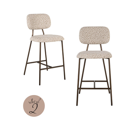Richmond Möbel Thekenstuhl Xenia Feuerresistent (Set von 2) beige leopard | 214159