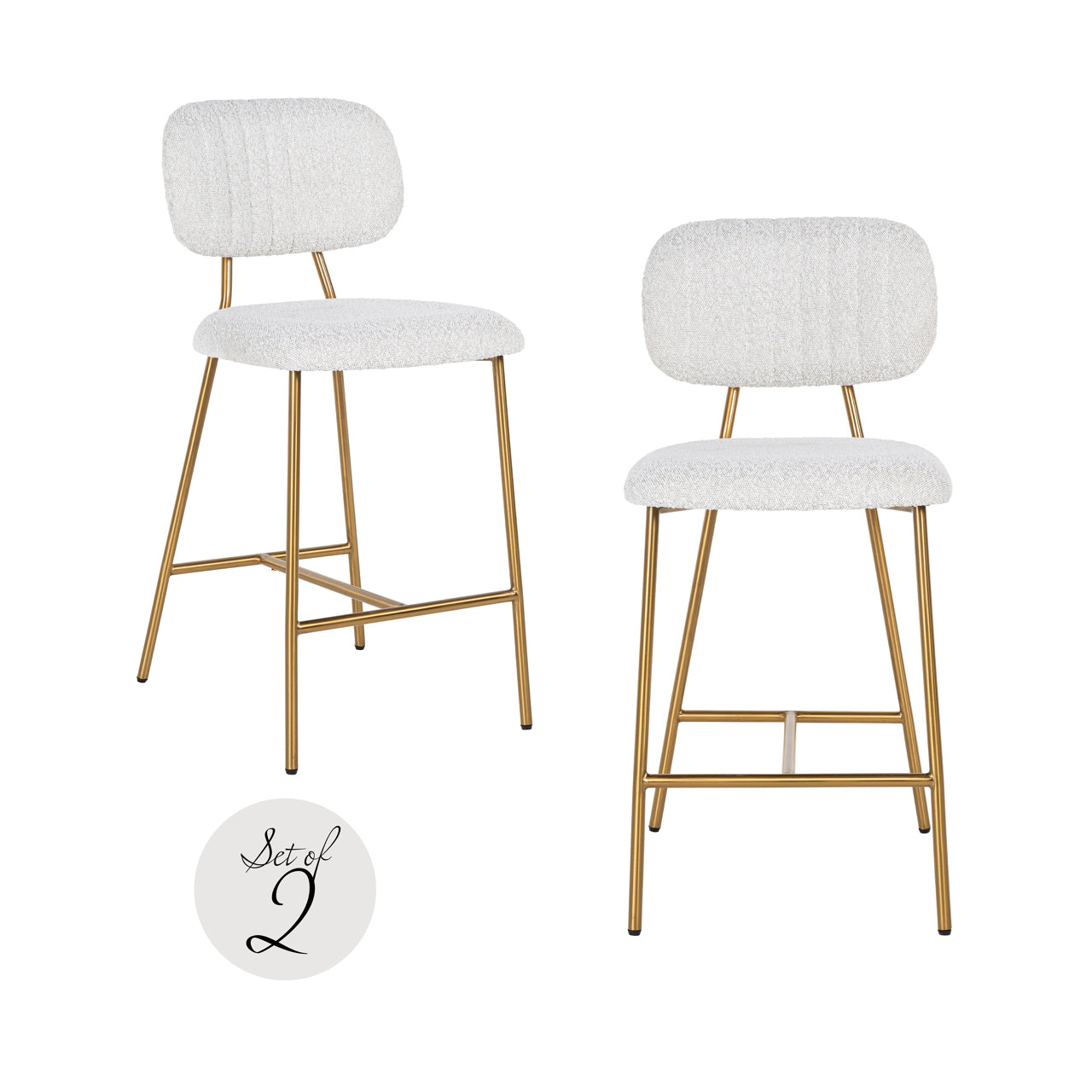 Richmond Möbel | Thekenstuhl Xenia (Set von 2) | White-boucle