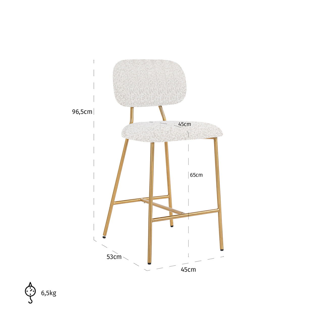 Richmond Möbel | Thekenstuhl Xenia (Set von 2) | White-boucle