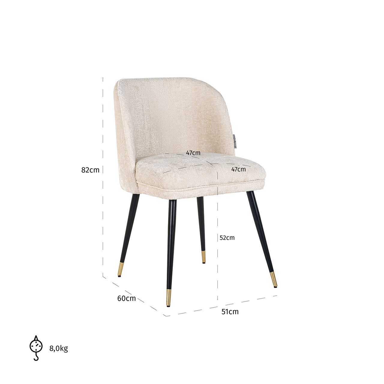 Richmond Möbel | Stuhl Alicia aus Chenille | Weiß