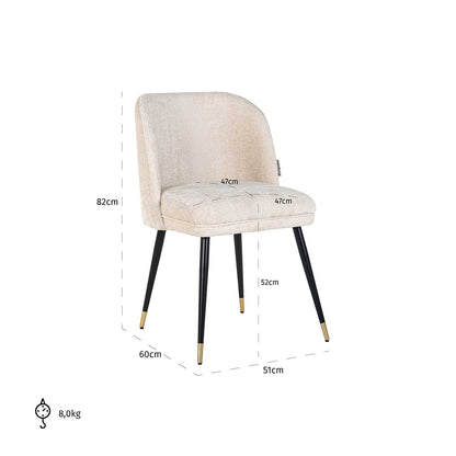 Richmond Möbel | Stuhl Alicia aus Chenille | Weiß