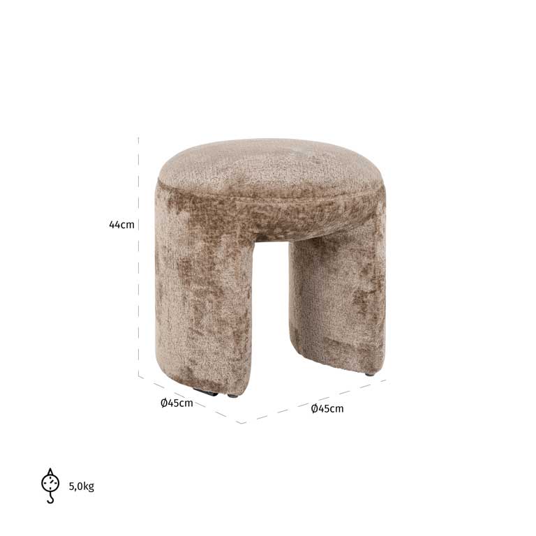 Richmond Möbel | Hocker Fargo aus Chenille | Taupe
