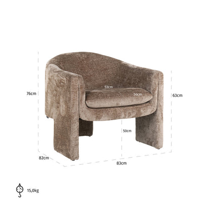 Richmond Möbel | Sessel Charmaine aus Chenille | Taupe