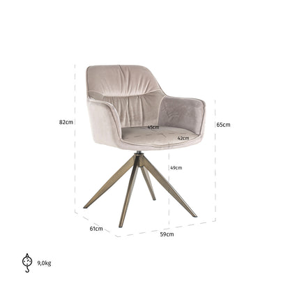 Richmond Möbel | Esszimmerstuhl Aline drehbar Feuerresistent | Khaki-velvet