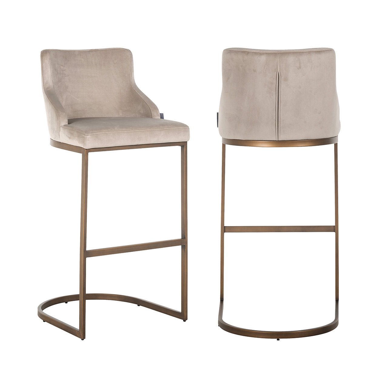 Richmond Möbel | Barhocker Bolton aus Samt | Khaki/gold