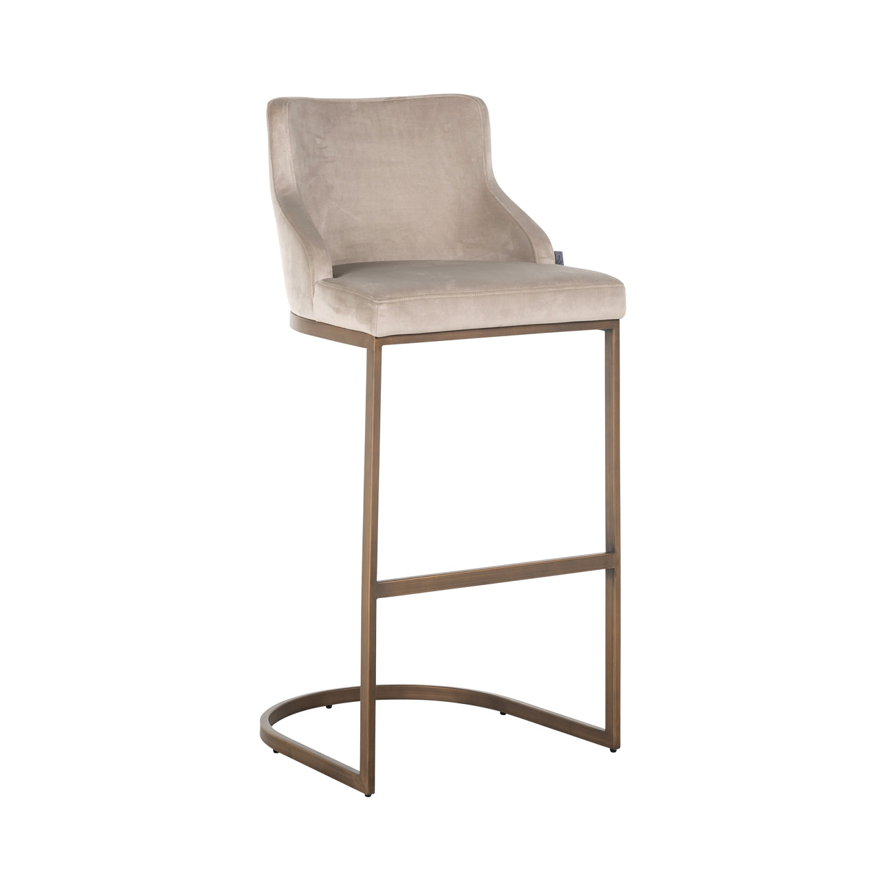 Richmond Möbel | Barhocker Bolton brushed gold Feuerresistent (Set von 2) | Khaki-velvet