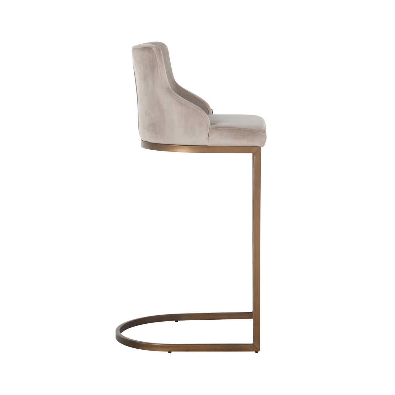 Richmond Möbel | Barhocker Bolton brushed gold Feuerresistent (Set von 2) | Khaki-velvet