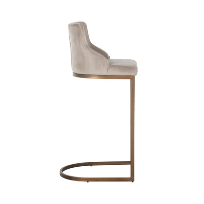 Richmond Möbel | Barhocker Bolton brushed gold Feuerresistent (Set von 2) | Khaki-velvet