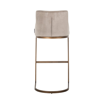 Richmond Möbel | Barhocker Bolton brushed gold Feuerresistent (Set von 2) | Khaki-velvet