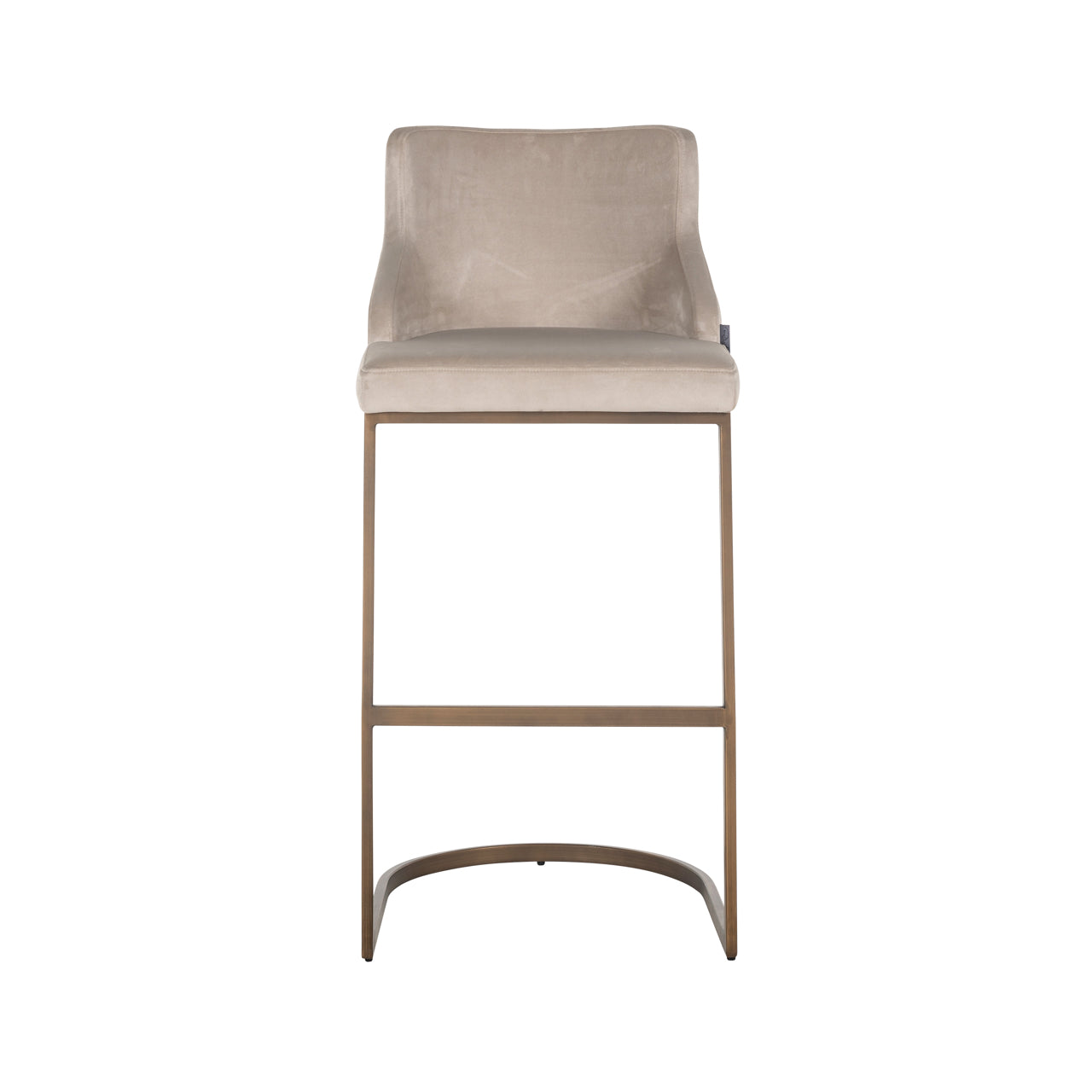 Richmond Möbel | Barhocker Bolton brushed gold Feuerresistent (Set von 2) | Khaki-velvet