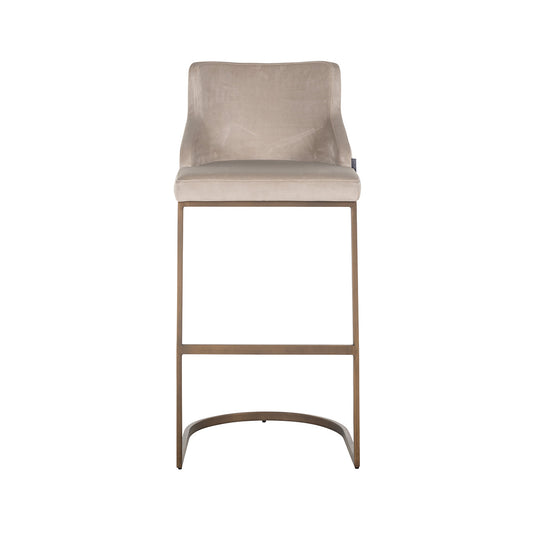 Richmond Möbel | Barhocker Bolton aus Samt | Khaki/gold