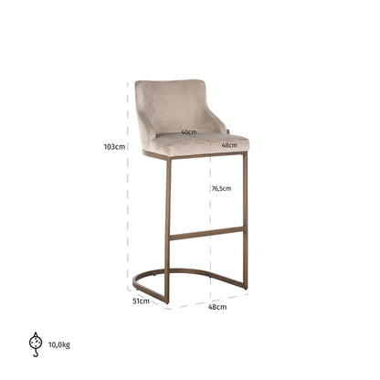 Richmond Möbel | Barhocker Bolton aus Samt | Khaki/gold