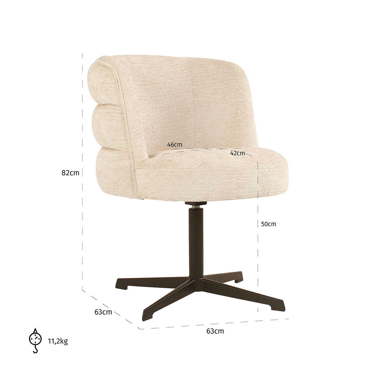 Richmond Möbel | Esszimmerstuhl Alexander Jones drehbar (Chadwick) | Beige-coco