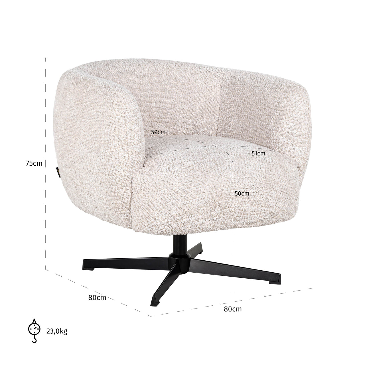 Richmond Möbel | Lounge Stuhl Estelle drehbar | Sheep-natural
