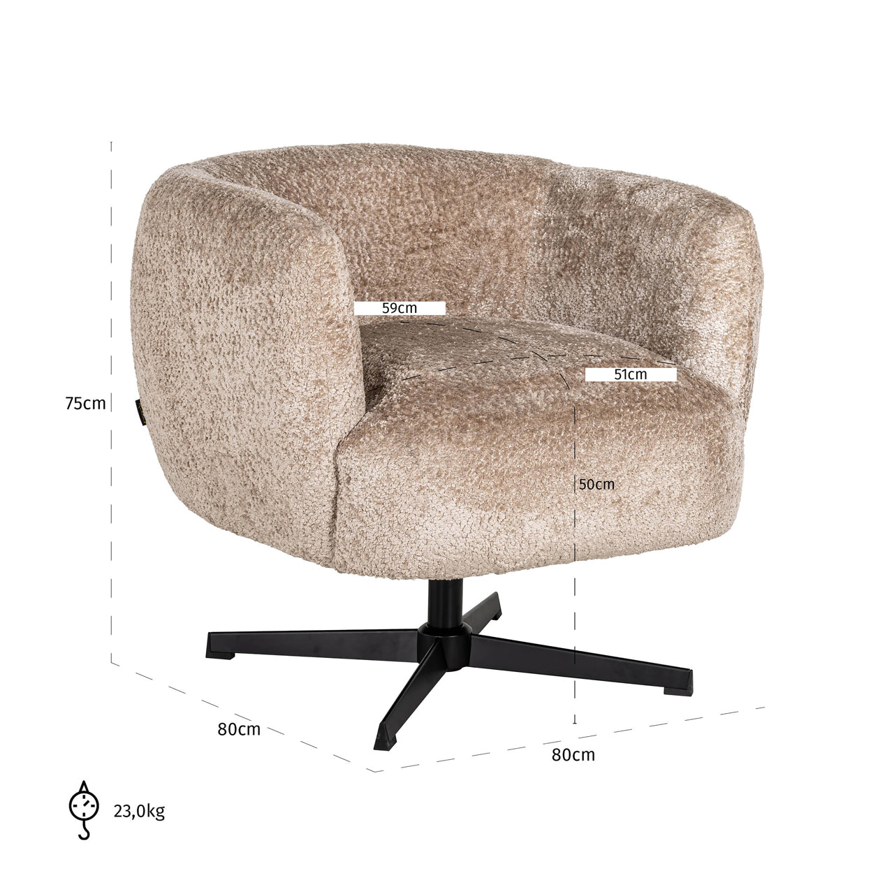 Richmond Möbel | Lounge Stuhl Estelle drehbar | Sheep-natural
