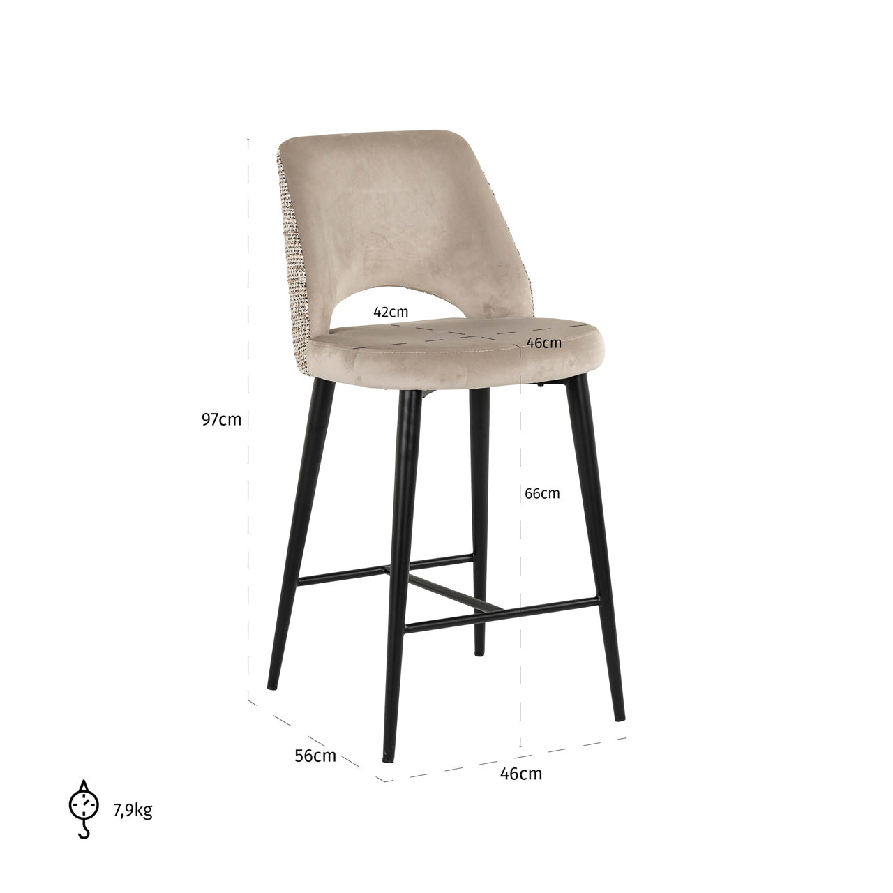 Richmond Möbel | Thekenstuhl Tabitha be straight dark brown Feuerresistent | Trendy-nature