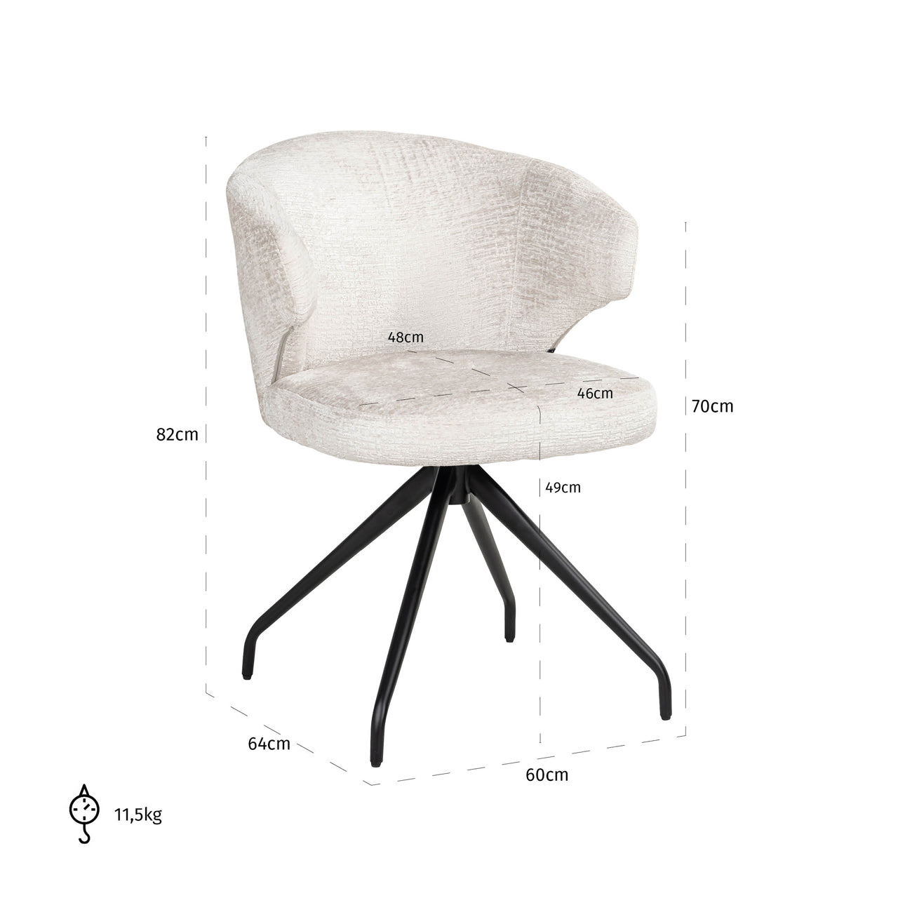 Richmond Möbel | Esszimmerstuhl Milly drehbar | Cream-fusion
