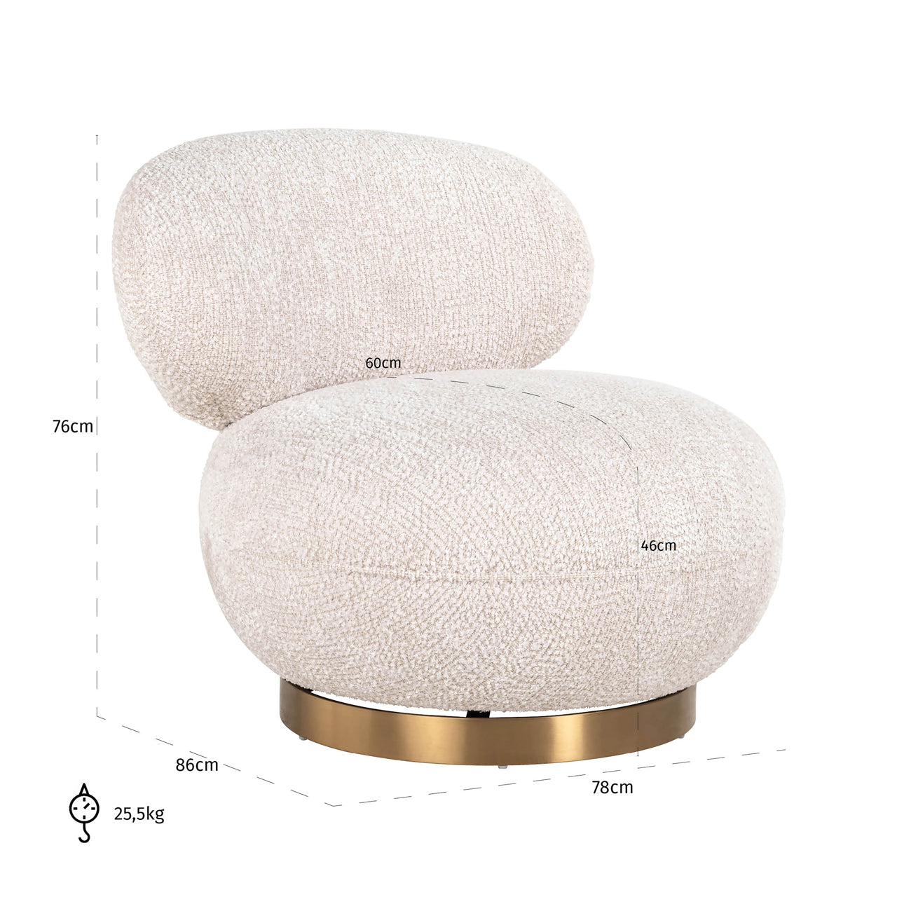 Richmond Möbel | Lounge Stuhl Jace drehbar | Lovely-cream