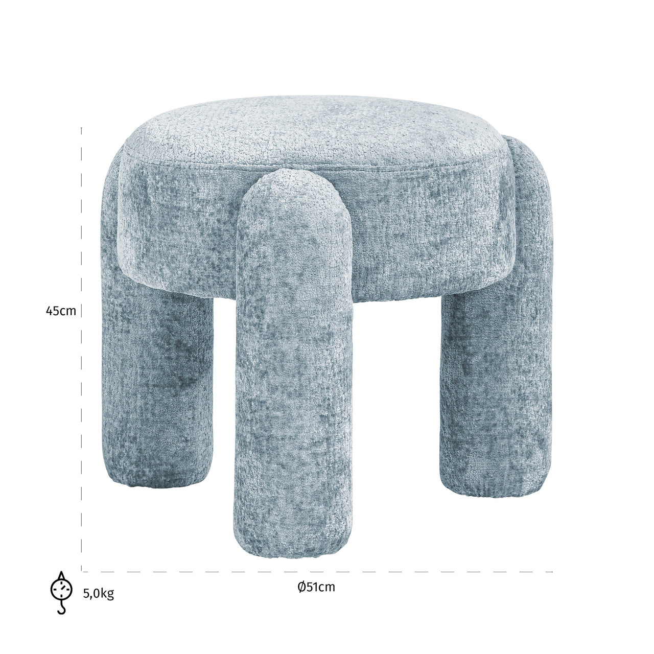 Richmond Möbel | Hocker & Fußbank Holly | Light-blue-chenille