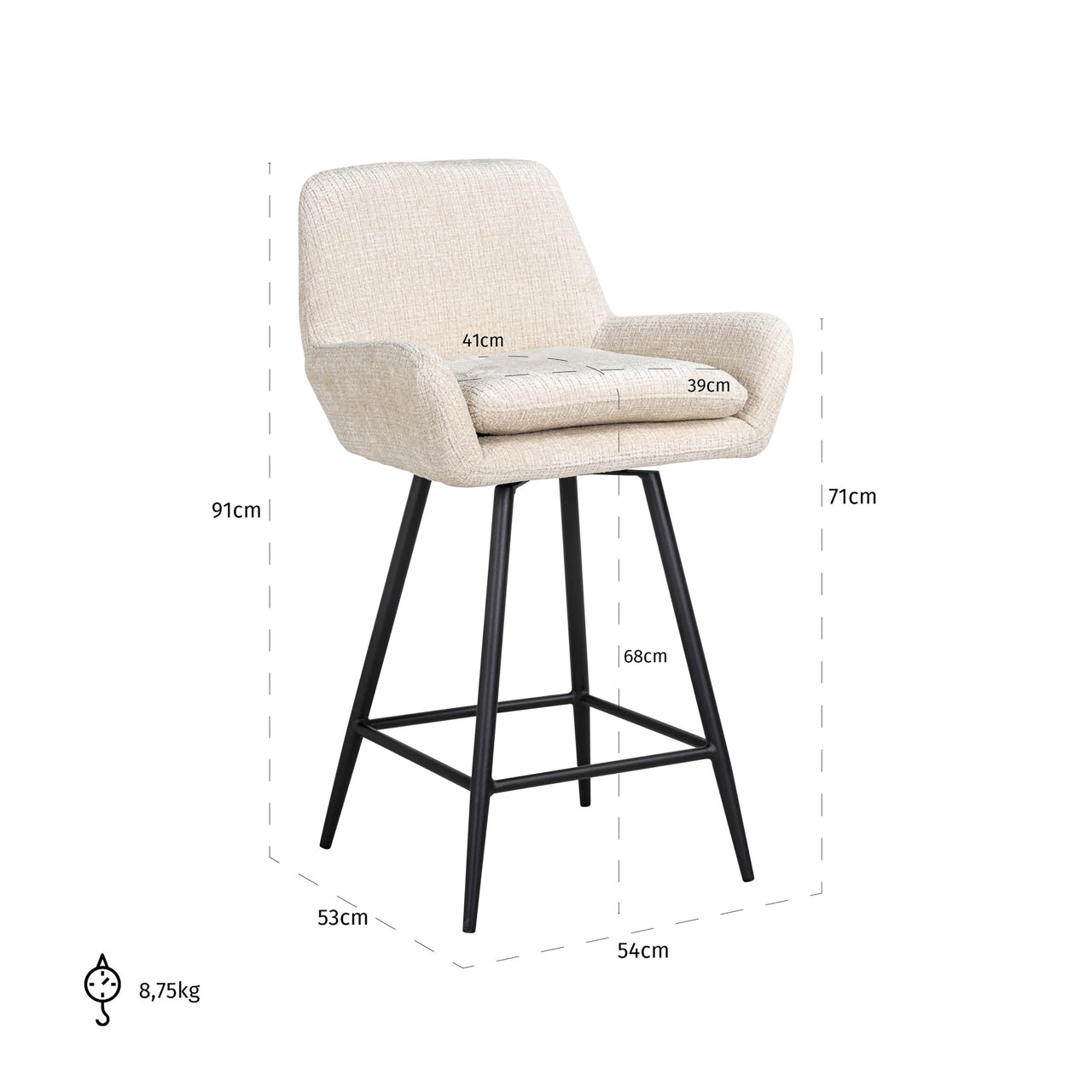 Richmond Möbel | Thekenstuhl Linsey (Set von 2) | Niagara-beige