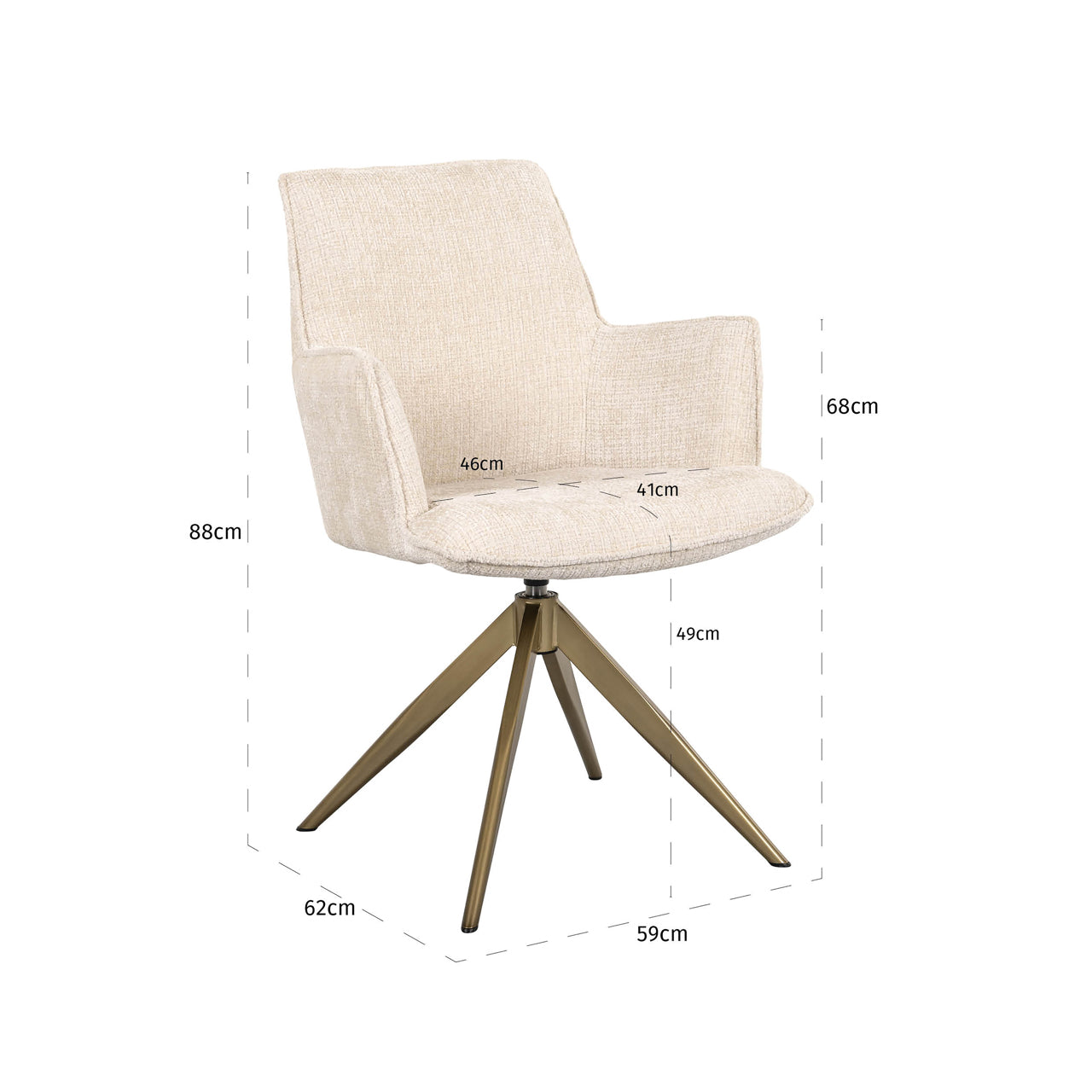 Richmond Möbel | Esszimmerstuhl Dakota drehbar with arm | Niagara-beige