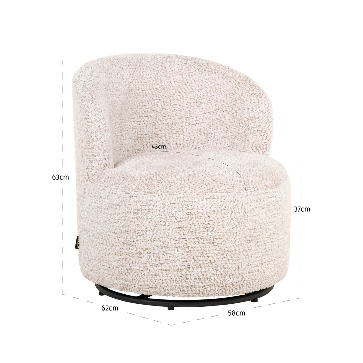 Richmond Möbel Lounge Stuhl Jackie drehbar für Kinder lovely cream | 213300