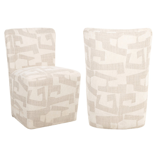 Richmond Möbel | Esszimmerstuhl Lorain beige graffic on wheels | beige-graffic