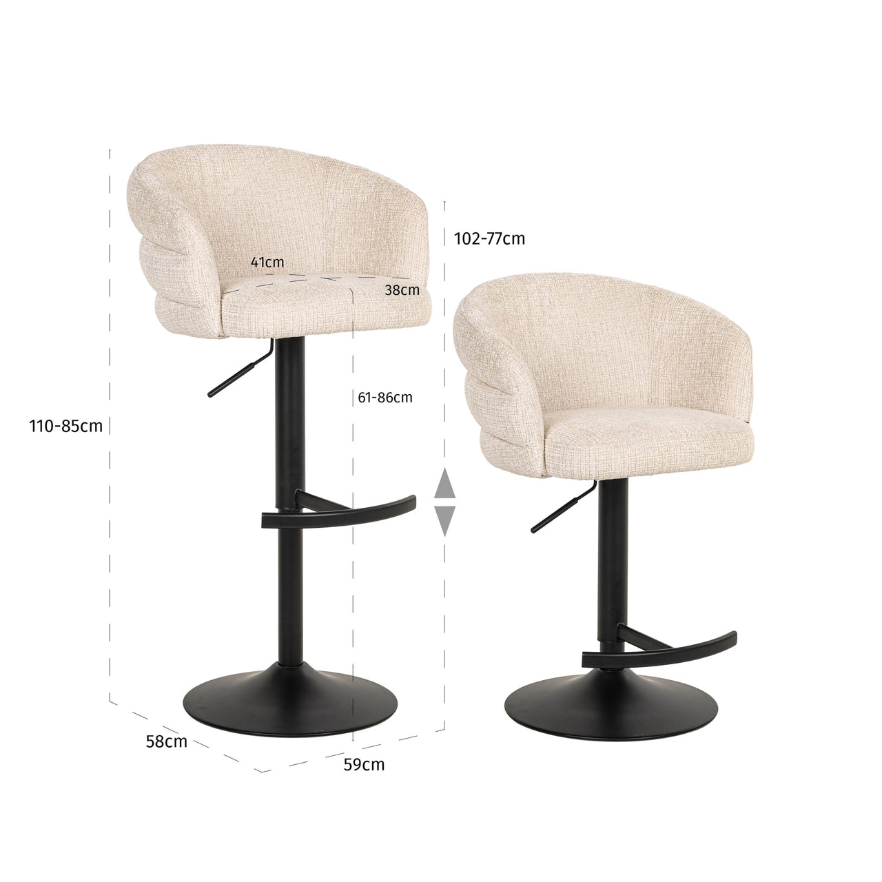 Richmond Möbel | Barhocker Nikki drehbar Feuerresistent | Niagara-beige