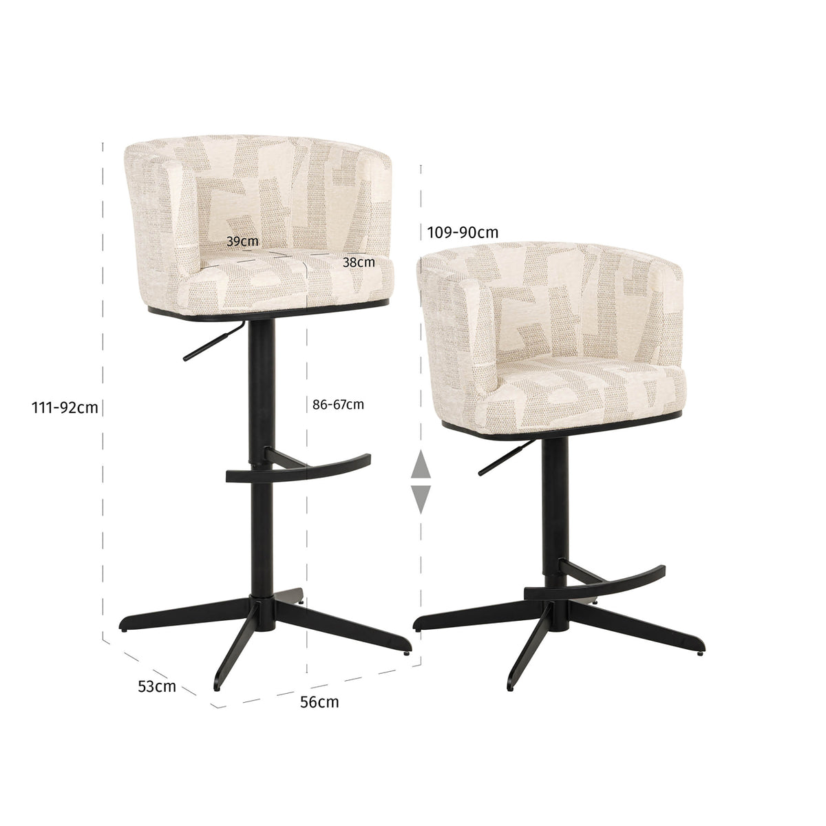 Richmond Möbel Barhocker Cheyenne drehbar beige graffic | 213368