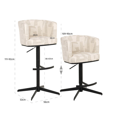 Richmond Möbel Barhocker Cheyenne drehbar beige graffic | 213368