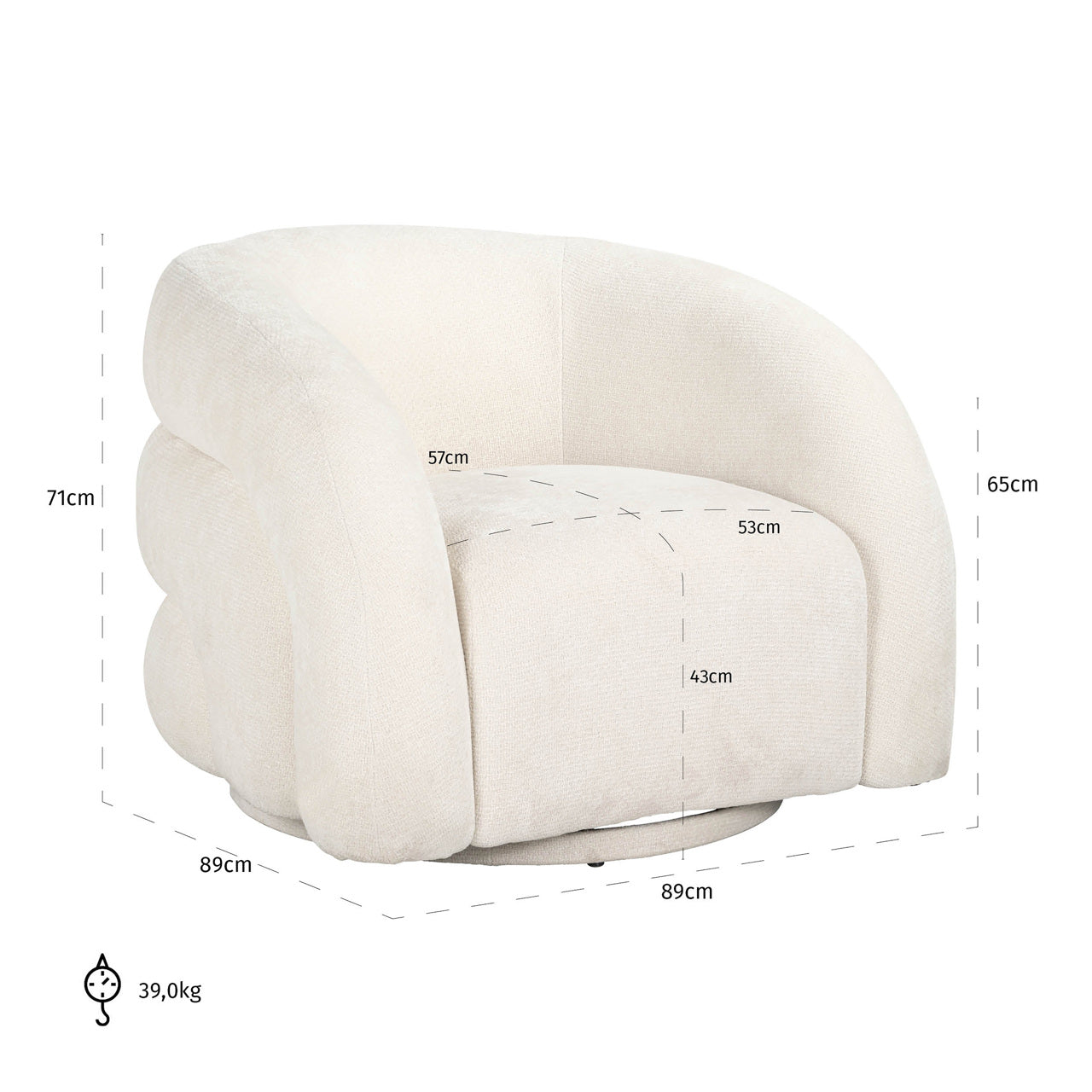 Richmond Möbel | Lounge Stuhl Arcus drehbar | White-unicorn
