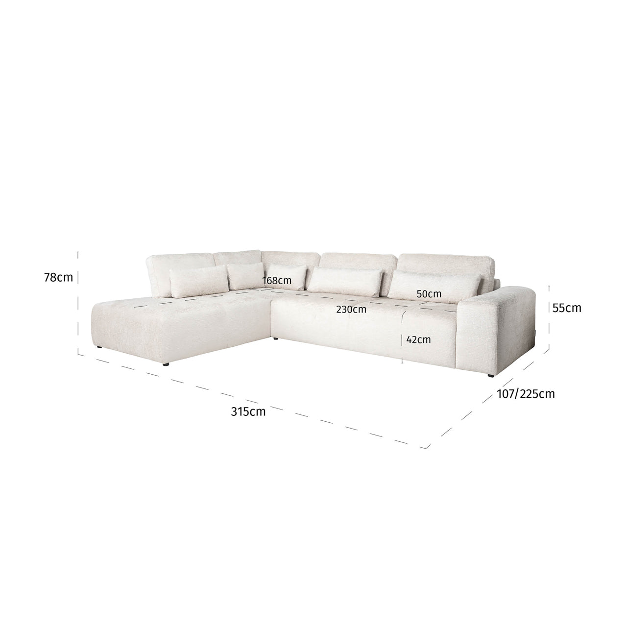 Richmond Möbel | Sofa Lund + ottoman | Cream-fusion