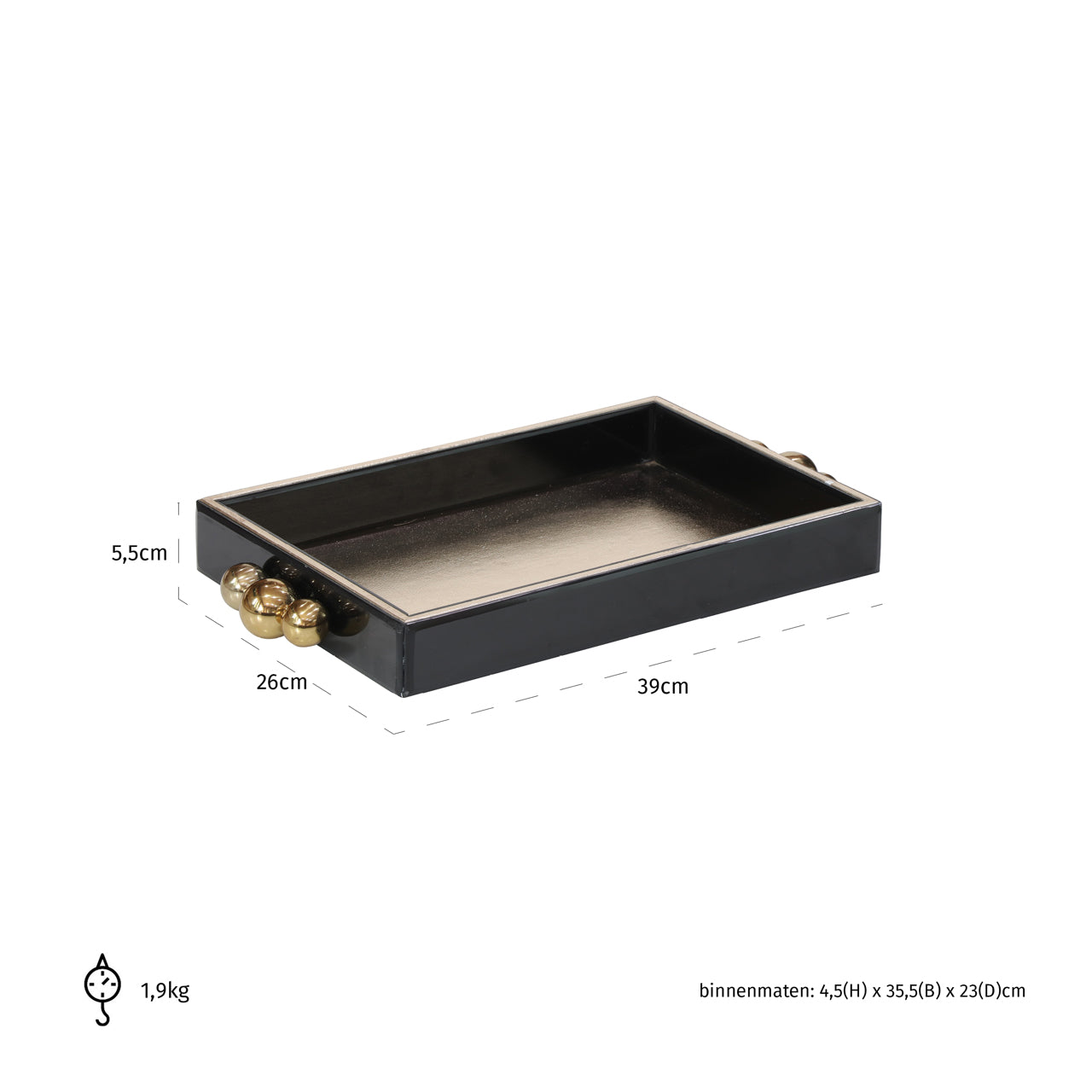 Richmond Möbel | Tablett Liv | Black-gold
