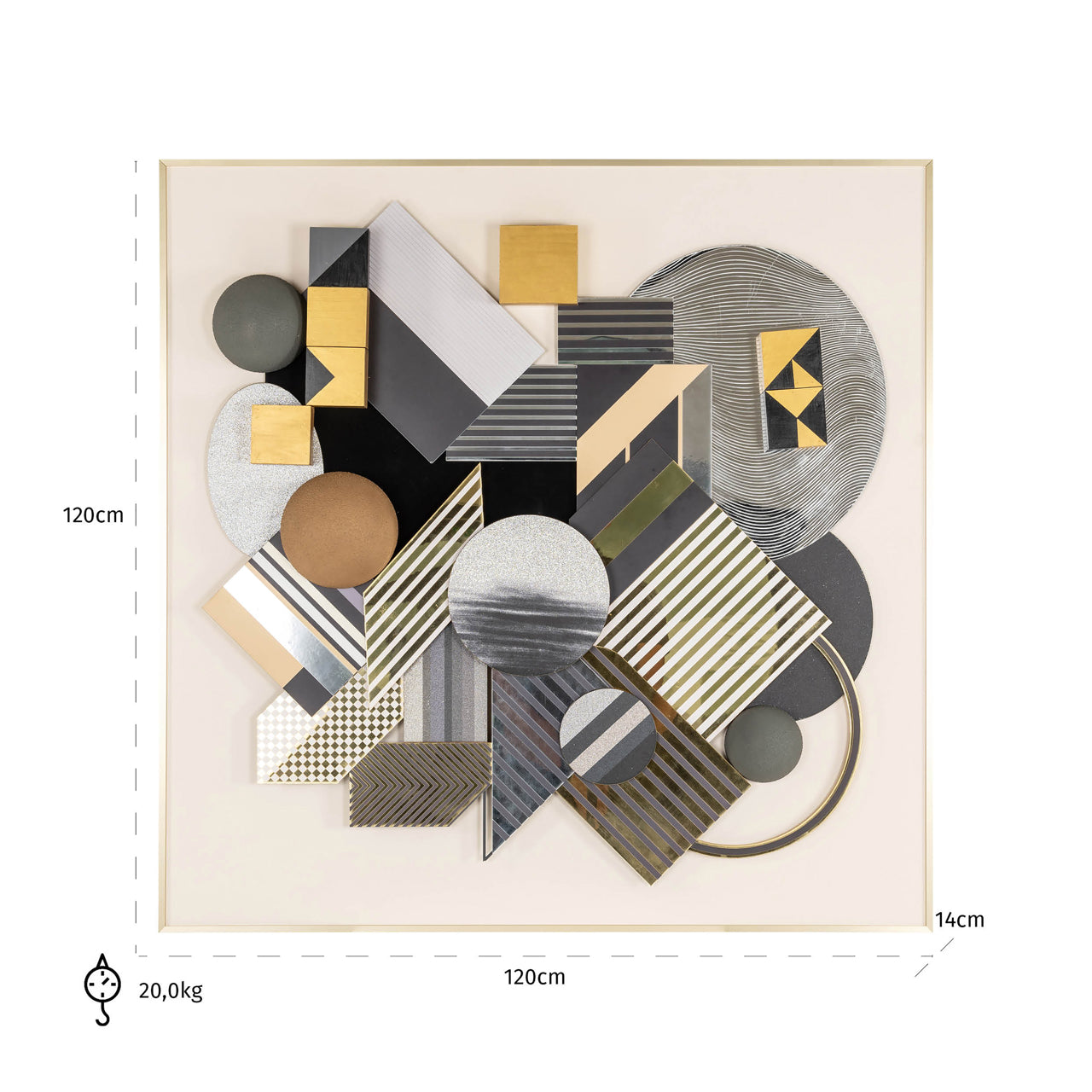 Richmond Möbel | Wandkunst 3D Block | Black-gold